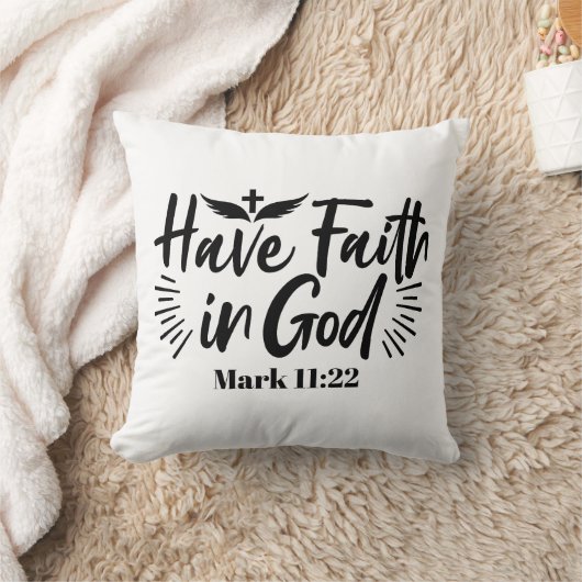 神マルコへの信仰11:22感動的引用文 クッション (ブランケット)