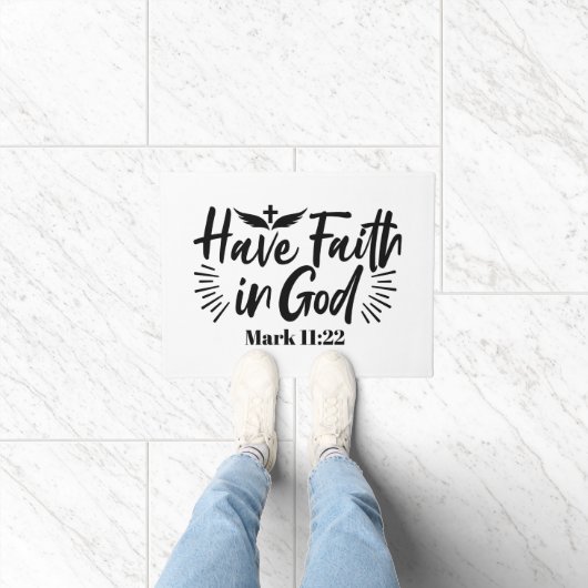 神マルコへの信仰11:22感動的引用文 ドアマット (室内)