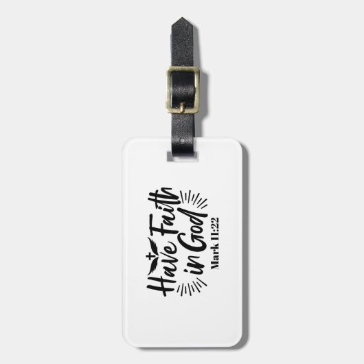 神マルコへの信仰11:22感動的引用文 ラゲッジタグ (正面縦)