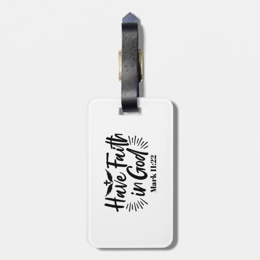 神マルコへの信仰11:22感動的引用文 ラゲッジタグ (裏面縦)