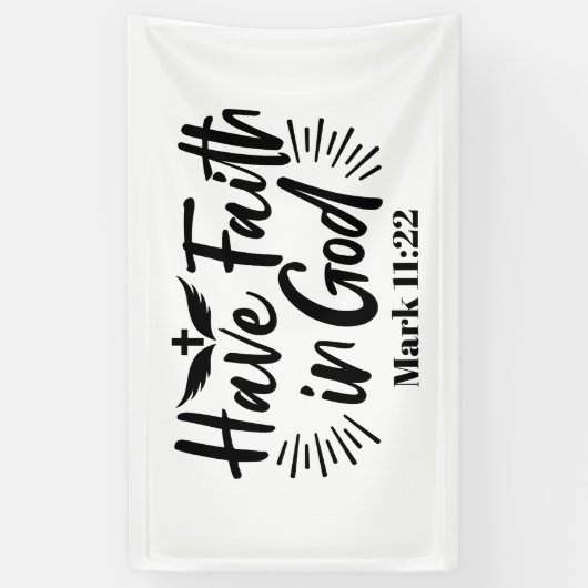 神マルコへの信仰11:22感動的引用文 横断幕 (縦)