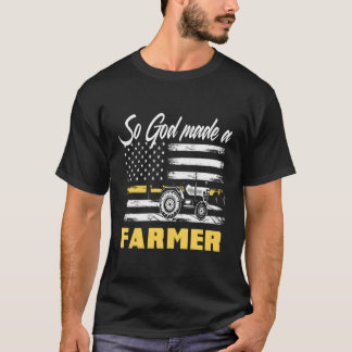 神メイドアアメリカン農家フラッグトラクター農家 Tシャツ