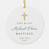 神モダンが十字洗礼を受ける セラミックオーナメント (正面)