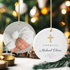 神モダンが十字洗礼を受ける セラミックオーナメント