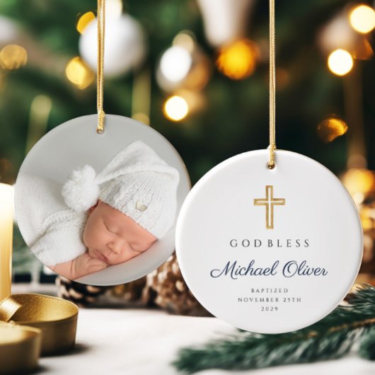 神モダンが十字洗礼を受ける セラミックオーナメント