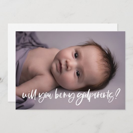 神モダンエレガント父母の提案フォトカード 招待状 (正面/裏面)