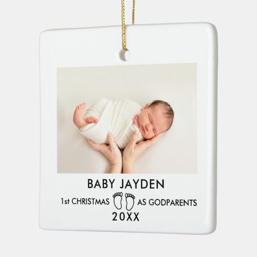 神モダン父母の写真としてクリスマス1回目 セラミックオーナメント (左)