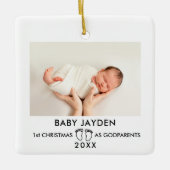 神モダン父母の写真としてクリスマス1回目 セラミックオーナメント (正面)