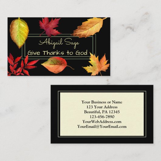 神与えに感謝してい、美しい紅葉 名刺 (正面/裏面)