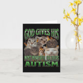 神与え最も強力な自閉症おもしろい猫ミーム カード (黄色い花)