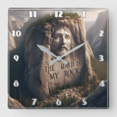 神像：主は私の岩 スクエア壁時計 (正面)