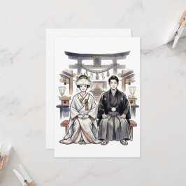 神前結婚の新郎新婦 招待状