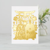 神前結婚の日本式 箔招待状 (立ち正面)