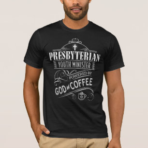 神及びコーヒーによって動力を与えられる長老派の青年大臣 Tシャツ