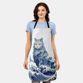 神奈川から流れ落ちる猫の波 エプロン (着用した状態)