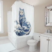 神奈川から流れ落ちる猫の波 シャワーカーテン (インサイチュ)
