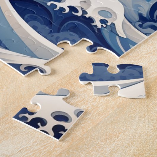 神奈川から流れ落ちる猫の波 ジグソーパズル (側面)