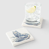 神奈川から流れ落ちる猫の波 ストーンコースター (横)