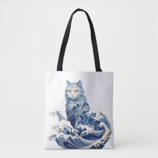 神奈川から流れ落ちる猫の波 トートバッグ