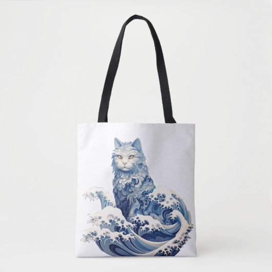 神奈川から流れ落ちる猫の波 トートバッグ (正面)