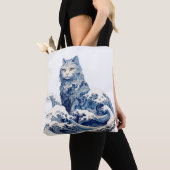 神奈川から流れ落ちる猫の波 トートバッグ (クローズアップ)