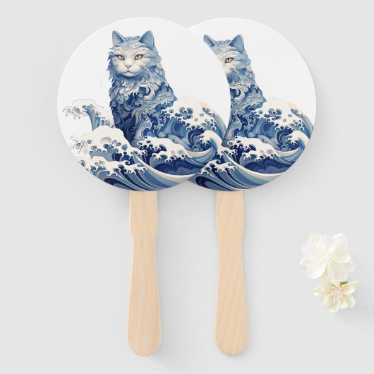 神奈川から流れ落ちる猫の波 ハンドファン (正面&裏面)