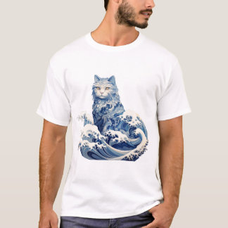 神奈川から流れ落ちる猫の波 Tシャツ