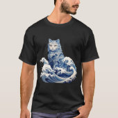 神奈川から流れ落ちる猫の波 Tシャツ (正面)