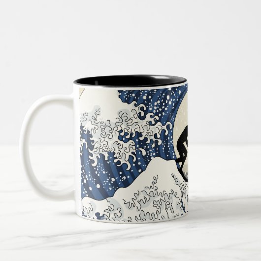 神奈川のすばらしいサーファー ツートーンマグカップ (左)