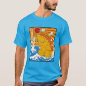 神奈川のキャッツィラ 面白い日本のアート 猫のグラフ Tシャツ (正面)