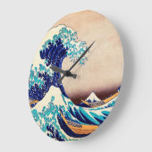 神奈川の日本のなヴィンテージのファインアートを離れた素晴らしい波 ラージ壁時計 (傾斜)