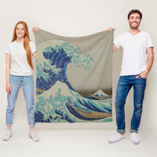 神奈川の日本人のWoodblockの芸術の素晴らしい波 フリースブランケット