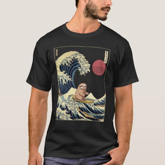 神奈川の波とサーフィンのスロース Tシャツ (正面)