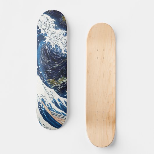 神奈川の波と日本のアートパターン スケートボード (正面)