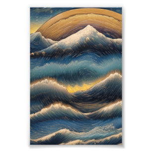 神奈川の波の偉大な波浮世絵スタイルの絵画 フォトプリント           