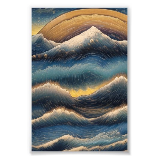 神奈川の波の偉大な波浮世絵スタイルの絵画 フォトプリント            (正面)