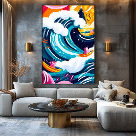 神奈川の波の生素晴らしき生きとしたフォービスト キャンバスプリント