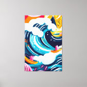 神奈川の波の生素晴らしき生きとしたフォービスト キャンバスプリント (正面)