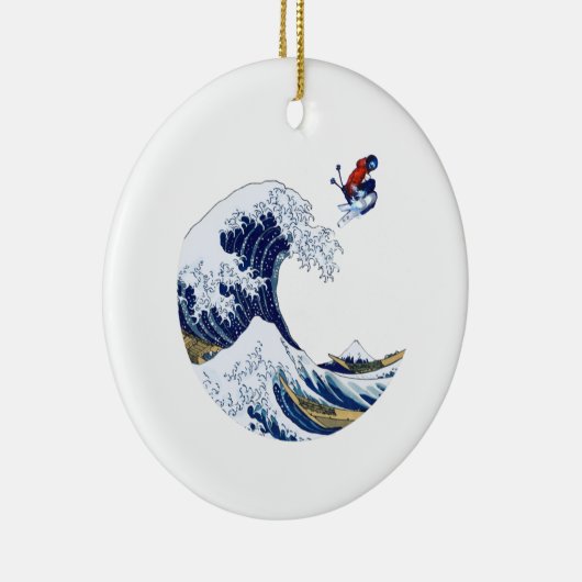 神奈川の波素晴らしにスキーオーナメント セラミックオーナメント (右)