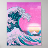 神奈川の素晴らし夕日から流れる気流美波 ポスター (正面)