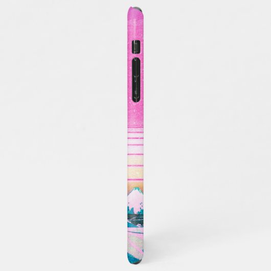 神奈川の素晴らし夕日から流れる気流美波 iPhoneケース (左側)