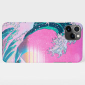 神奈川の素晴らし夕日から流れる気流美波 iPhoneケース (裏面横)