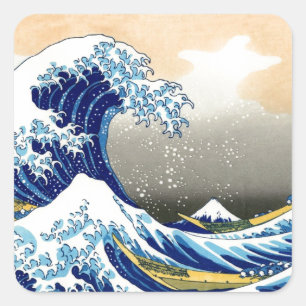 神奈川の~ Hokusaiを離れた素晴らしい波 スクエアシール
