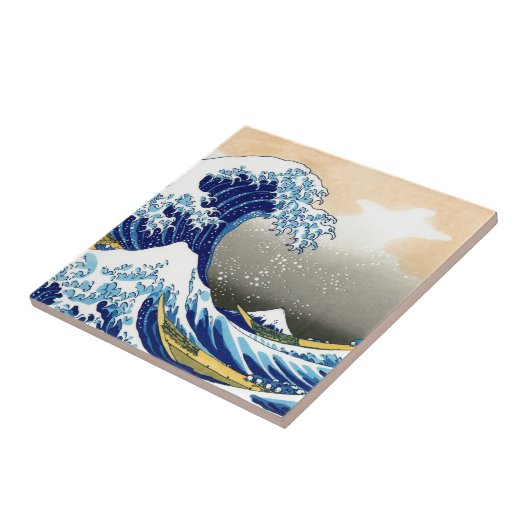 神奈川の~ Hokusaiを離れた素晴らしい波 タイル (側面)