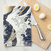 神奈川を離れた素晴らしい波 キッチンタオル (四つ折り)
