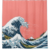 神奈川を離れた素晴らしい波 シャワーカーテン (正面)
