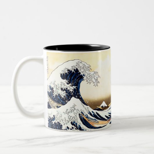 神奈川を離れた素晴らしい波 ツートーンマグカップ (左)