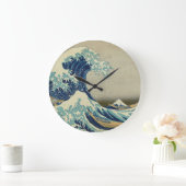 神奈川を離れた素晴らしい波 ラージ壁時計 (ホーム)