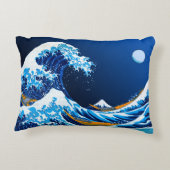 神奈川を離れた素晴らしい波(明るく及びカラフル) アクセントクッション (裏面)