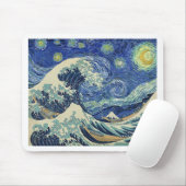 神奈川を離れた素晴らしい波-星明かりの夜 マウスパッド (マウス)